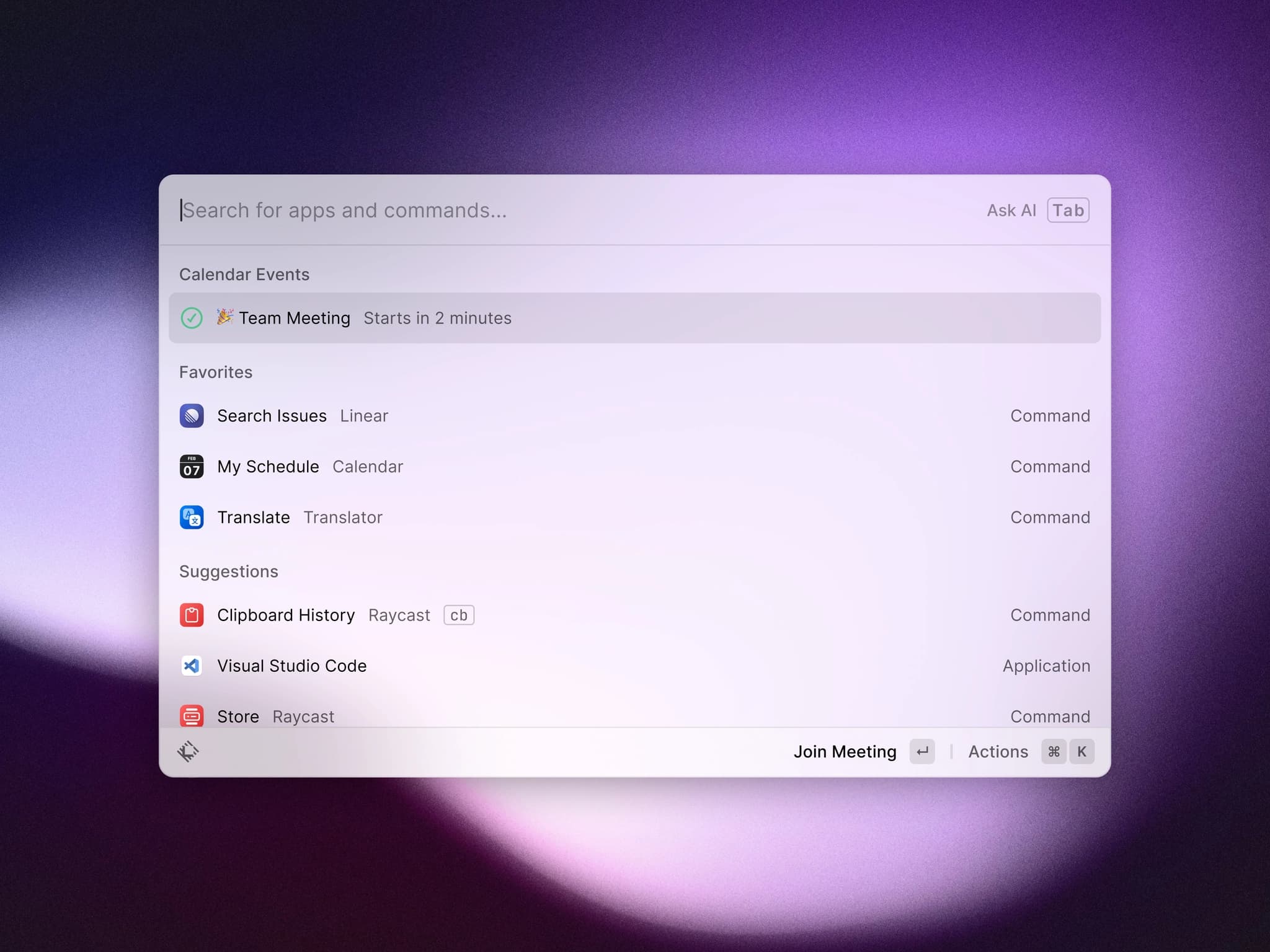 Screenshot of Raycast