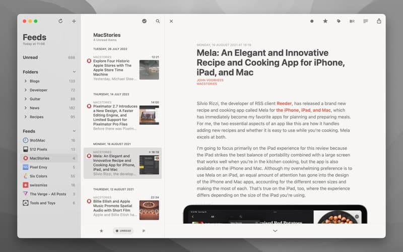 Screenshot of Reeder Classic