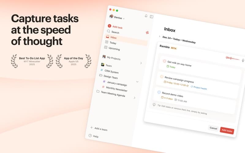 Screenshot of Todoist